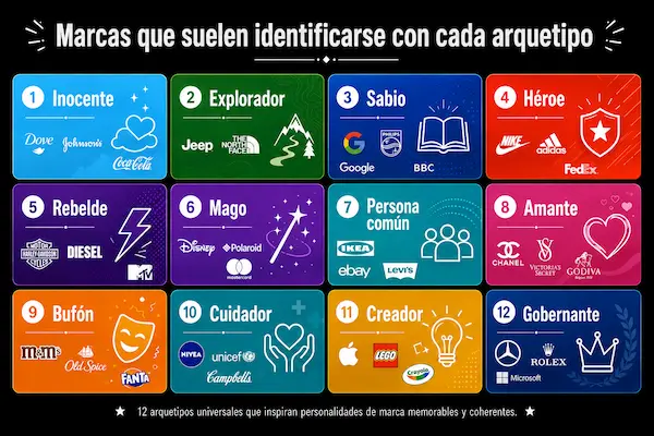Marcas que suelen identificarse con cada arquetipo