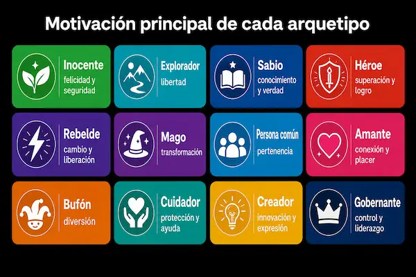 Motivación principal de cada arquetipo